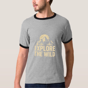 Camiseta Explore O Selvagem   Design de Aventura Vintage