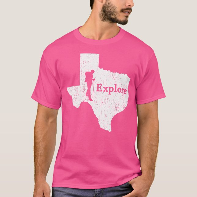 Camiseta Explore o Texas State Map Mountain Hiking Shirt (Frente)