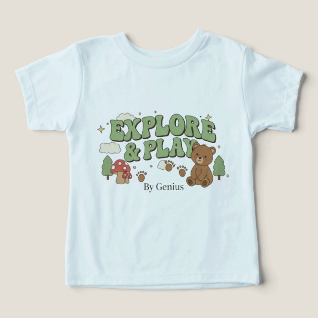 Camiseta Explore & Play T-Shirt, Groovy Retro Forest Bear C (Design frontal)