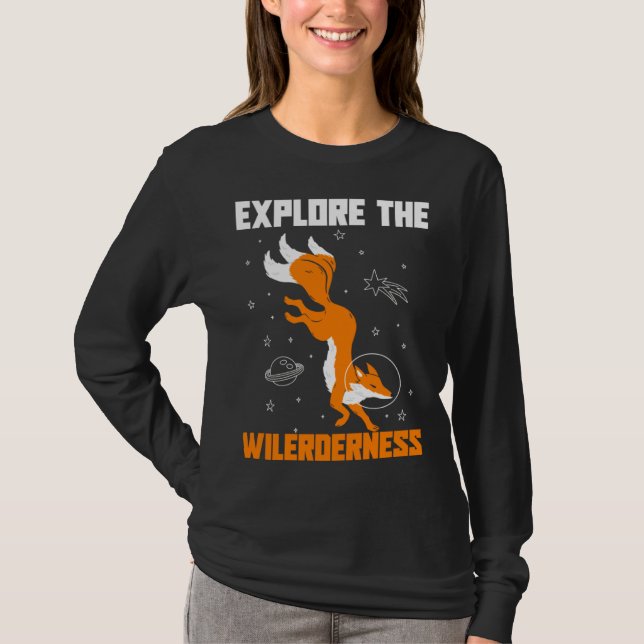 Camiseta Explore The Wilderness Space Astronaut Fox (Frente)