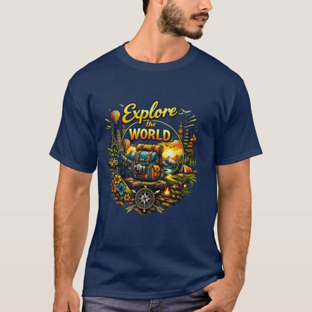 Camiseta Explore The World – Travel Adventure Design (Frente)