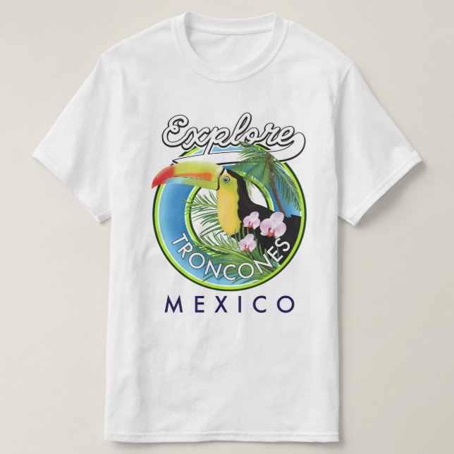 Camiseta Explore Troncones Logotipo Retroativo do México (Frente do Design)
