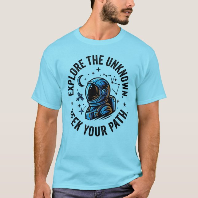 Camiseta ExploreODesconhecido Além Do Conhecido Astronauta  (Frente)