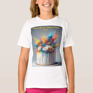 Camiseta Explosão de alegria - Bolo de aniversário feliz