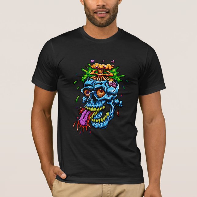 Camiseta Explosão de Caveira Colorida (Frente)