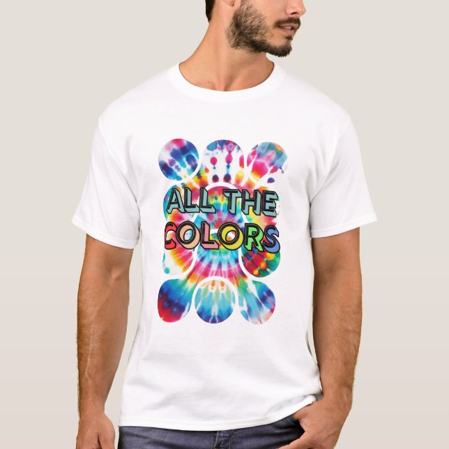 Camiseta Explosão de Cores Tie-Dye Estilo Retro (Frente)