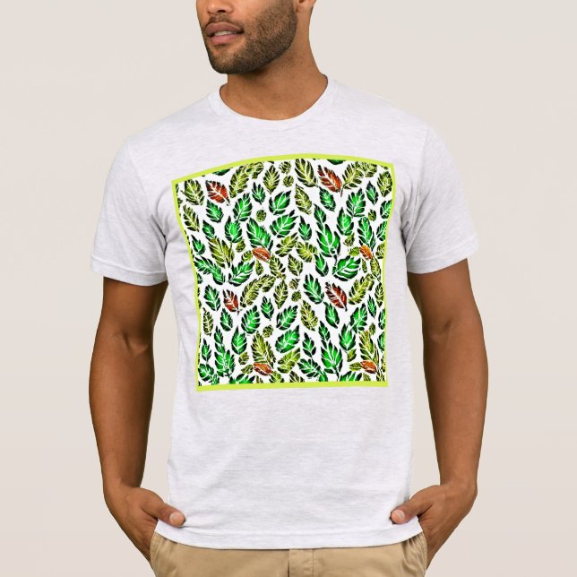 Camiseta Explosão de Cores Vívidas de Folhas (Frente)
