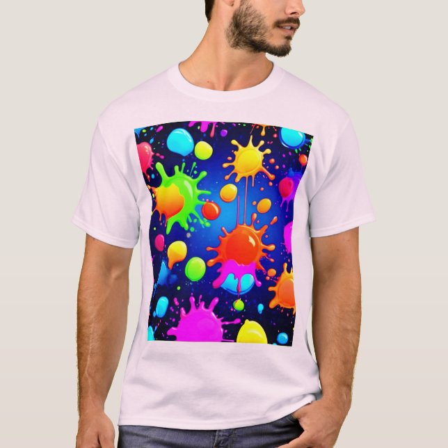 Camiseta Explosão de pintura de Abstrato vibrante (Frente)