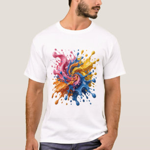 Camiseta Explosão de Pintura de Cores Abstratas Arte Modern