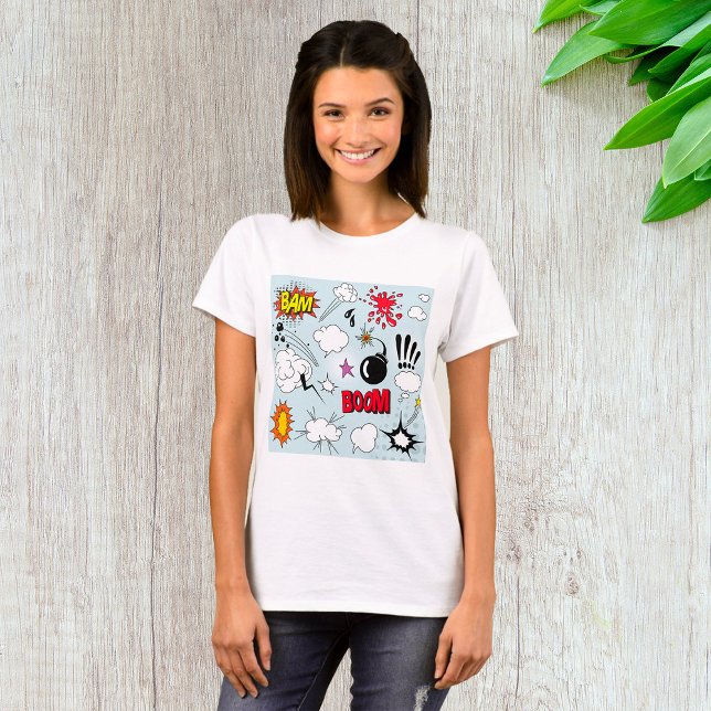 Camiseta Explosão de Quadrinhos Retrô Pop Art (Criador carregado)