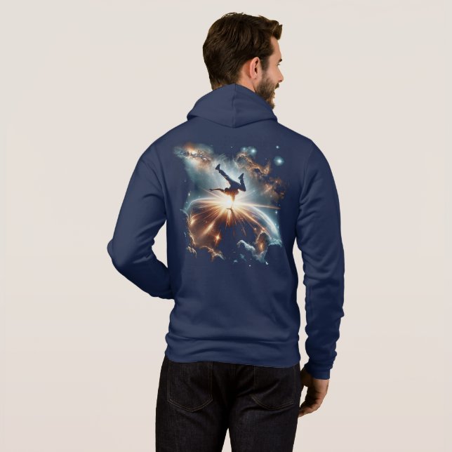 Camiseta Explosão Galáctica de Breakdance em Espaços Profun (Parte Traseira Completa)