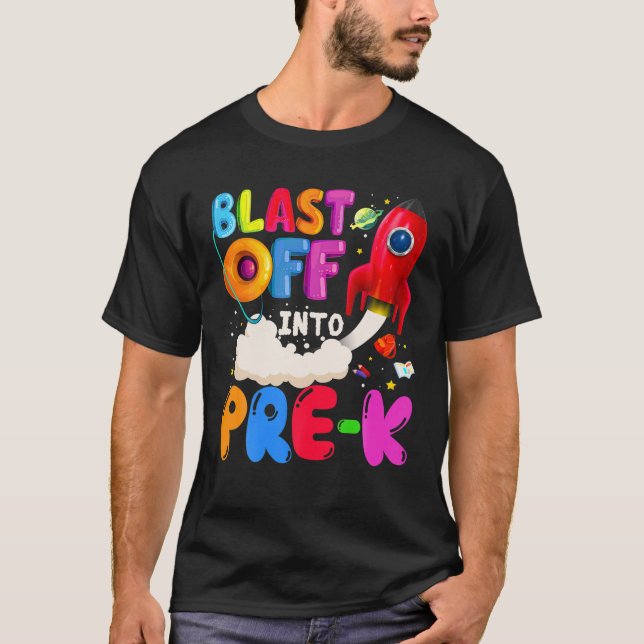 Camiseta Explosão No Astronauta Pré-K Espaço Exterior Prime (Frente)