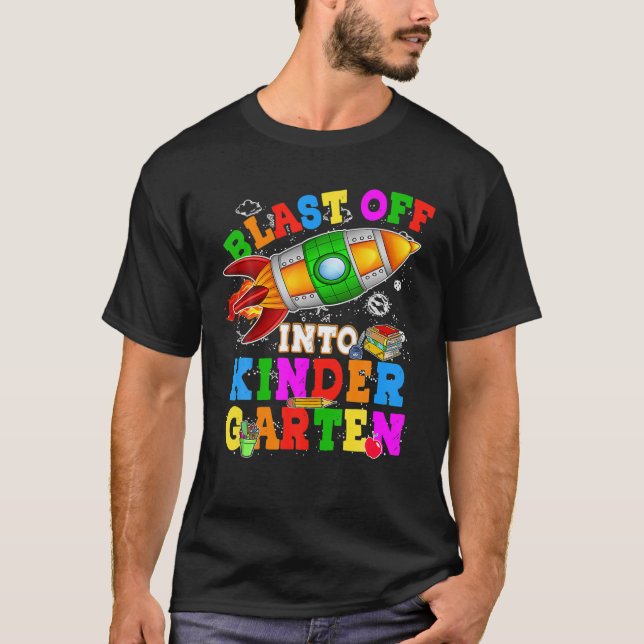 Camiseta Explosão No Foguete Do Jardim De Infância De Volta (Frente)
