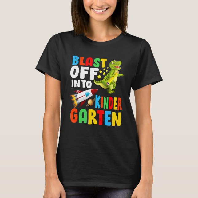 Camiseta Explosão No Jardim Infantil 1rua Dia T Rex Space B (Frente)