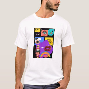 Camiseta Explosão Ousada Pop Art   Estilo de Quadr