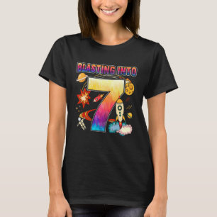 Camiseta Explosão Para O Astrado Exterior Feliz 7 Birthday