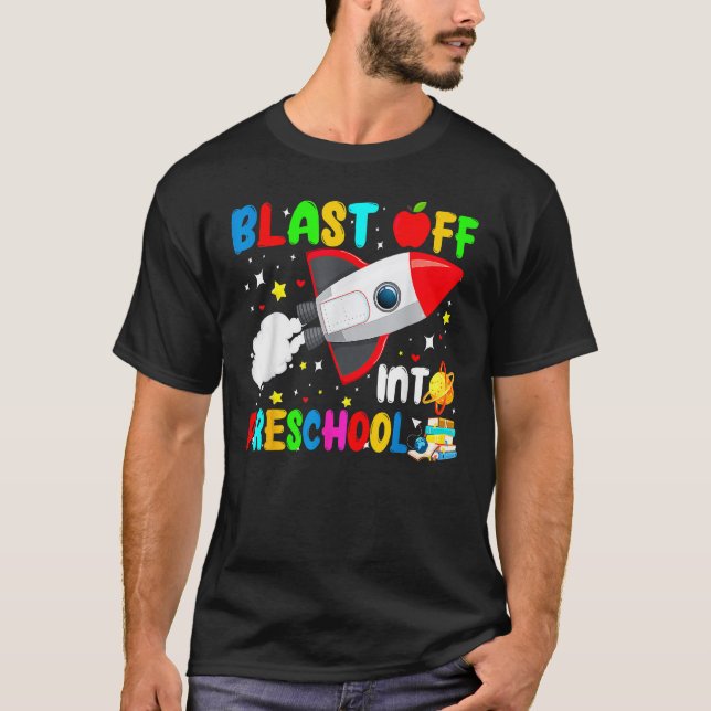 Camiseta Explosão Para O Espaço Exterior Do Foguete Da Pré- (Frente)