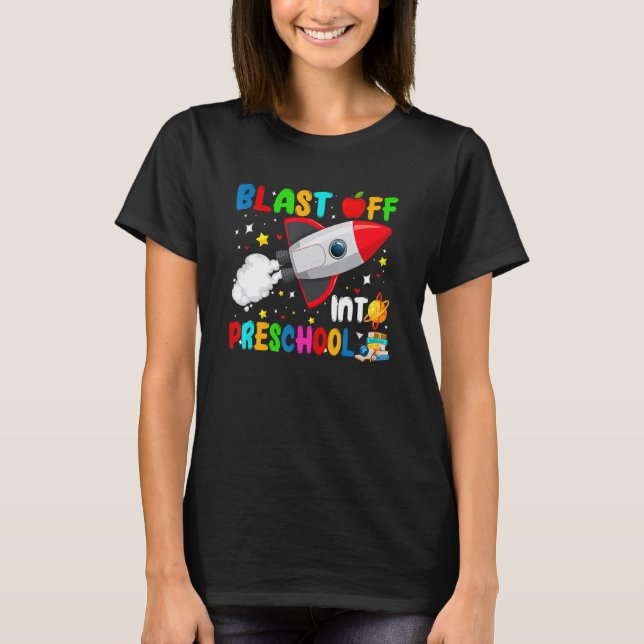 Camiseta Explosão Para O Espaço Exterior Do Foguete Da Pré- (Frente)