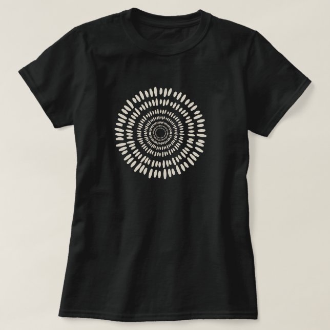 Camiseta Explosão Solar Abstrata Rosa (Frente do Design)