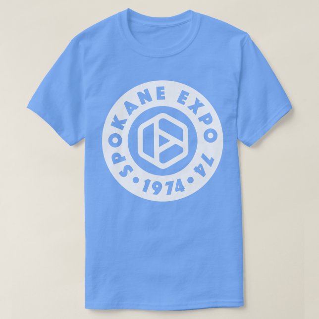 Camiseta Expo 74 Mundos Spokane Círculo Justo Branco (Frente do Design)