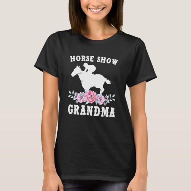 Camiseta Exposição de Cavalos Avó Flores Equestre Avó (Frente)