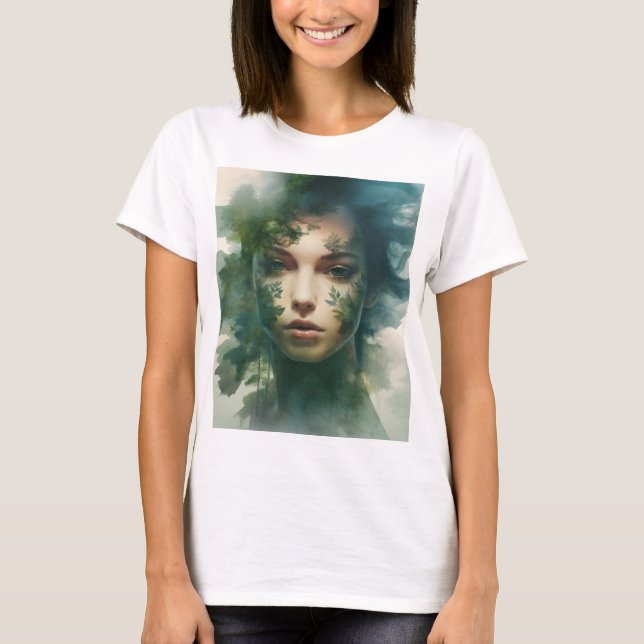 Camiseta Exposição dupla da arte feminina (Frente)