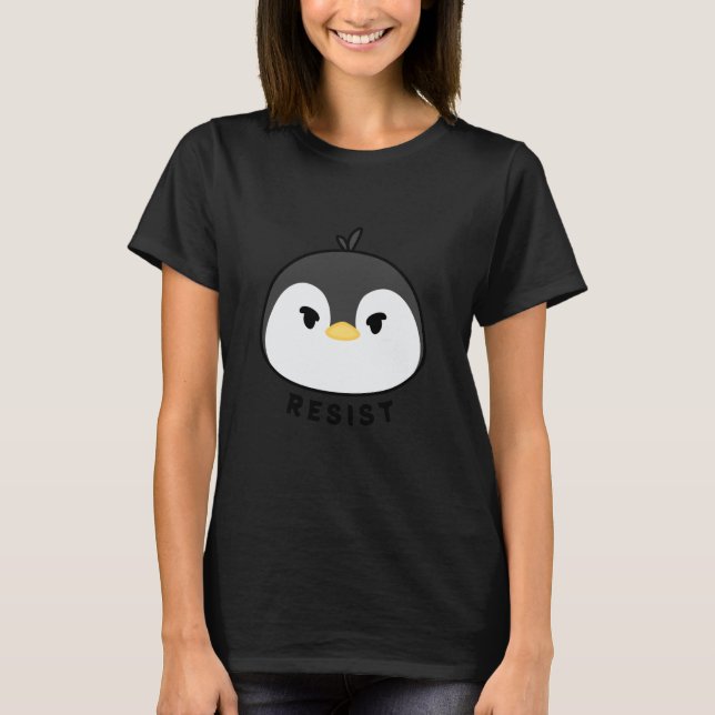 Camiseta Expressão de Pinguim Fofo Resistência de Cabeça Ka (Frente)