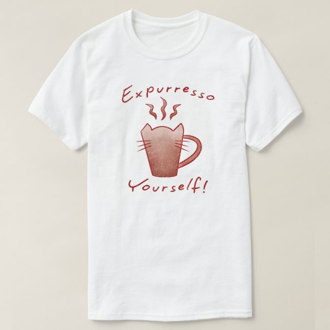Camiseta Expresse-se Gatos e Café (Frente do Design)