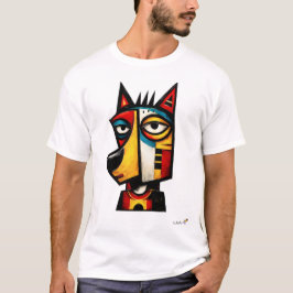 Camiseta Expressionista Abstrato Lobo Geométrico Arte Moder