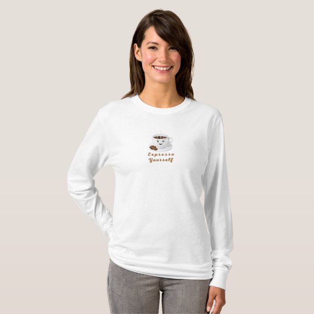Camiseta Expresso Yourself – Funny Smiling Coffee Tee (Frente Completa)