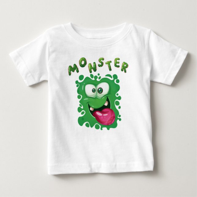 Camiseta Expressões assustadoras Diversão do Monstro Verde (Frente)