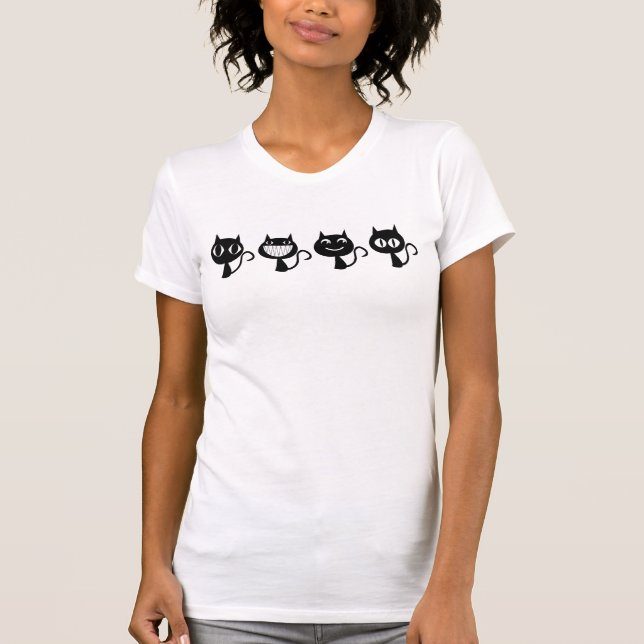 Camiseta Expressões de Gato Preto Cinto (Frente)
