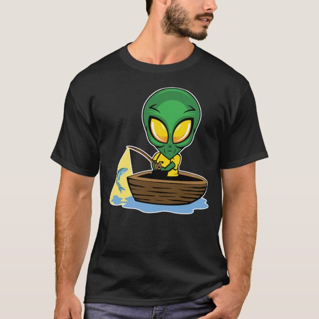 Camiseta Exterrestrial UFO Lake Fishermen Sail Fish Fishing (Frente)