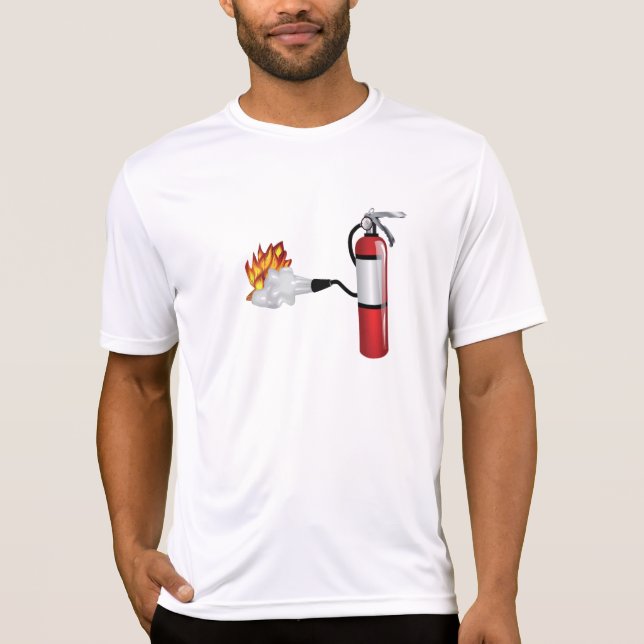 Camiseta Extintor de Fogo Expulsando Bombeiros Ativas (Frente)