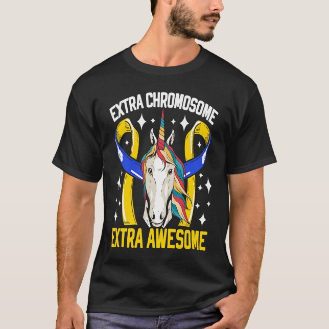 Camiseta Extra Chromosome Extra Awesome Down Syndrome Unico (Frente)
