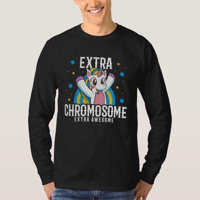 Camiseta Extra Chromosome Extra Awesome Unicorn Down Syndro (Frente)