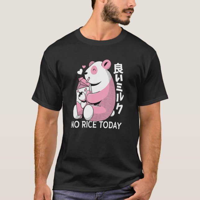 Camiseta Extra Sem Arroz Hoje Panda Pun Leite De Morango (Frente)