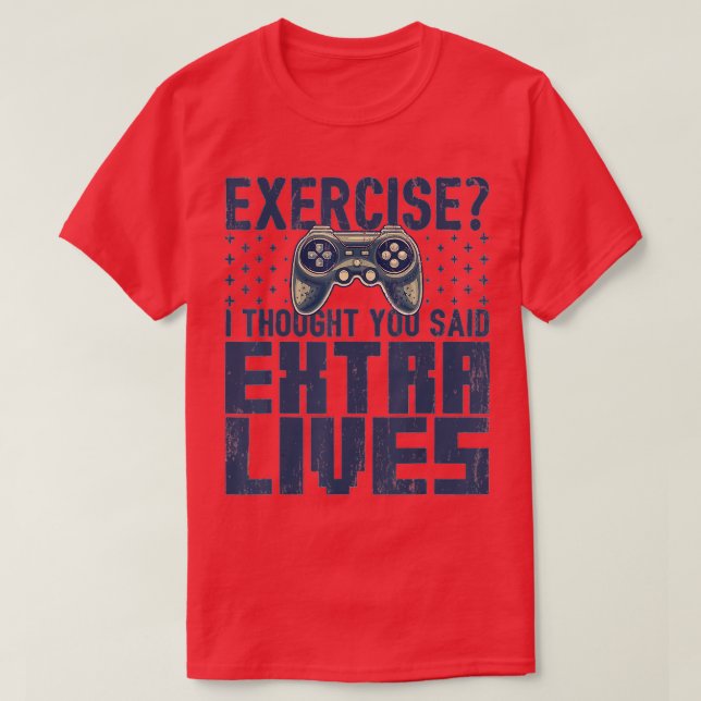 Camiseta Extra Vive Engraçado Controlador de Jogo de Vídeo  (Frente do Design)