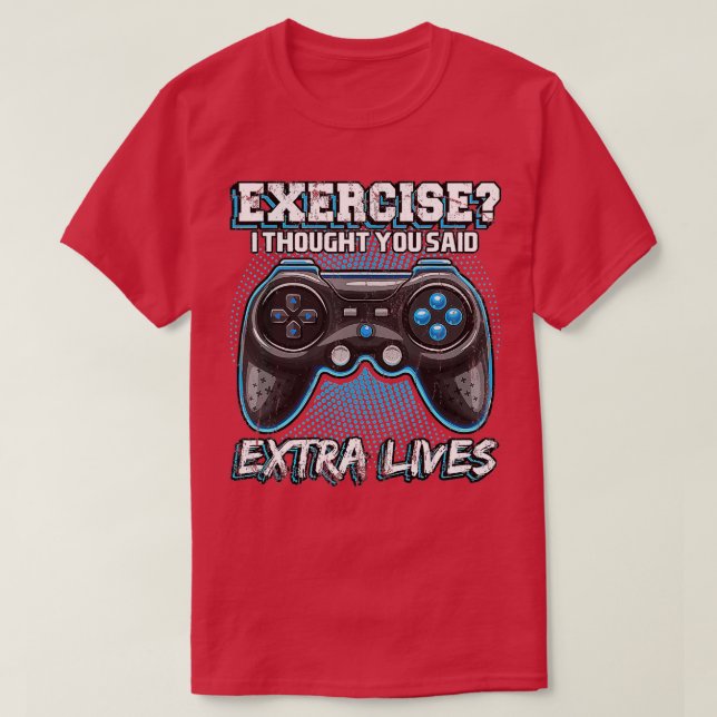 Camiseta Extra Vive Engraçado Controlador de Jogo de Vídeo  (Frente do Design)