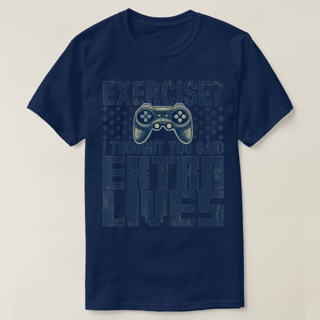Camiseta Extra Vive Engraçado Controlador de Jogo de Vídeo  (Frente do Design)
