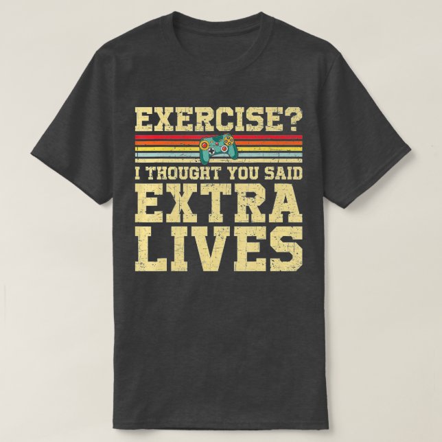 Camiseta Extra Vive Engraçado Controlador de Jogo de Vídeo  (Frente do Design)
