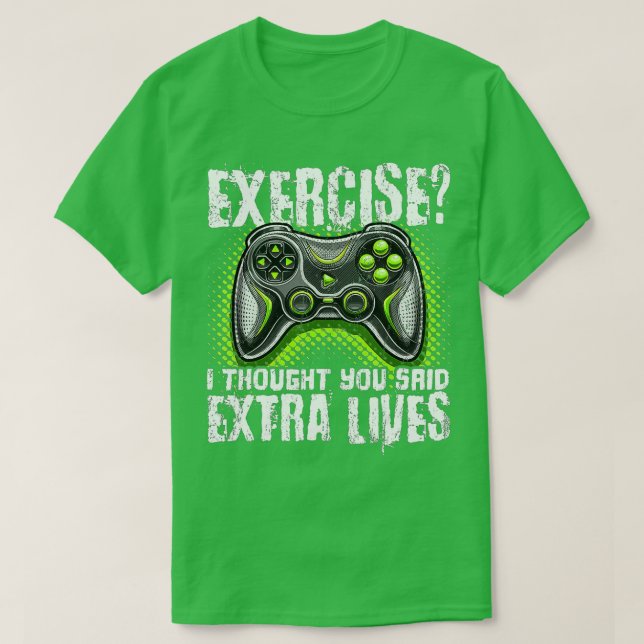Camiseta Extra Vive Engraçado Controlador de Jogo de Vídeo  (Frente do Design)