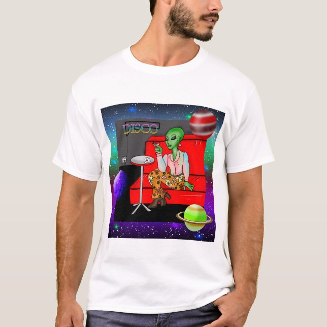 Camiseta Extraterrestre Retro dos Anos 70 na Discoteca (Frente)
