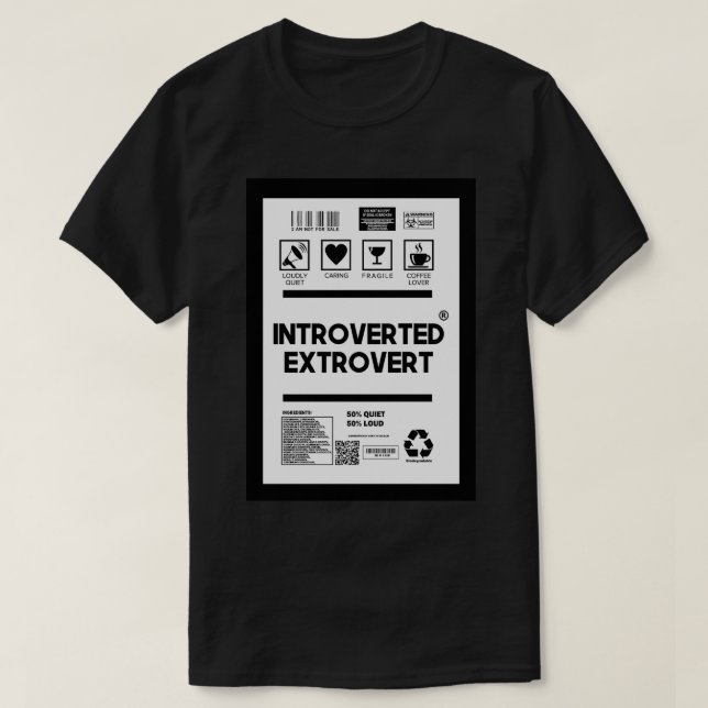 Camiseta extrovertido introvertido (Frente do Design)