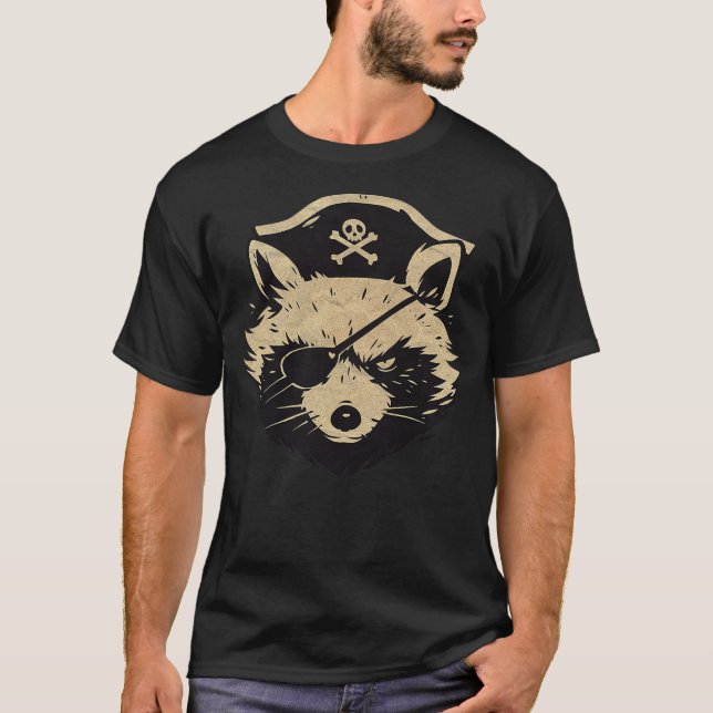 Camiseta Eye Patch Pirate Raccoon Graphic Trashpanda Animal (Frente)
