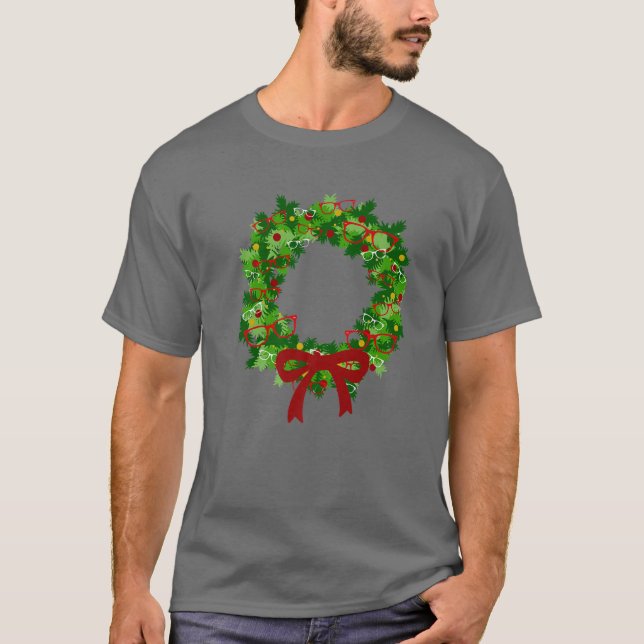 Camiseta Eyeglass Natal Wreath Optometry Chr (Frente)