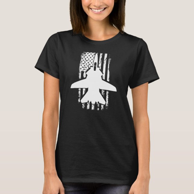 Camiseta F14 Tomcat US Flag Fighter Airplane Jet Plane Airc (Frente)