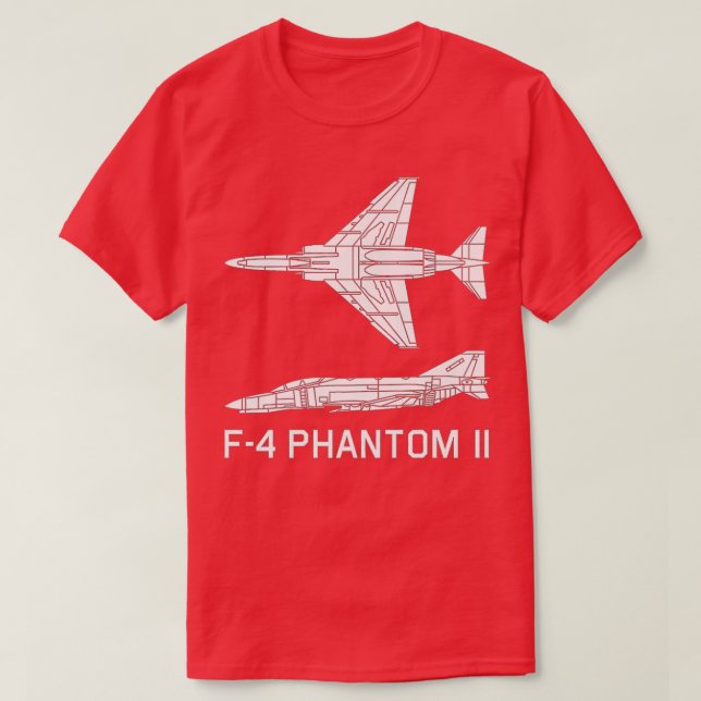 Camiseta F4 Phantom II Jet Fighter Plane Silhouette (Frente do Design)
