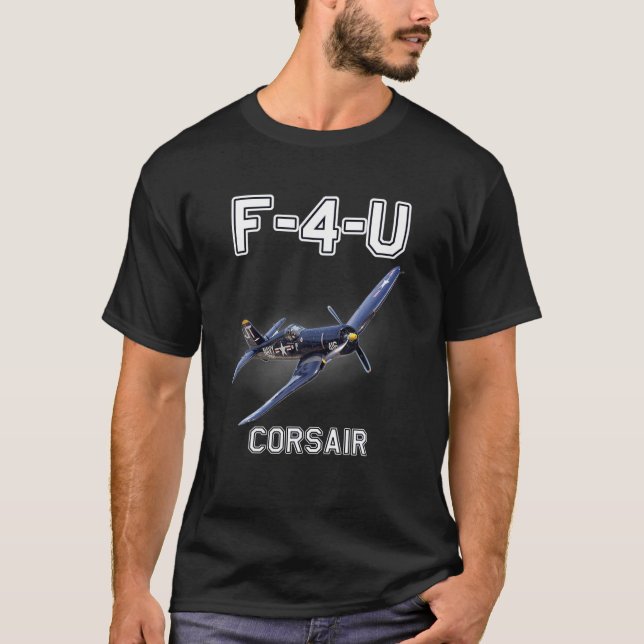 Camiseta F4U Corsair Warbird WII Aeronaves militares (Frente)