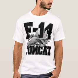 Camiseta F-14 Caricatura de Jato de Combatente Militar Tomc